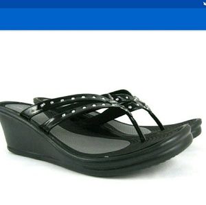 SKECHERS WOMENS BLACK BLING WEDGE SIZE 7